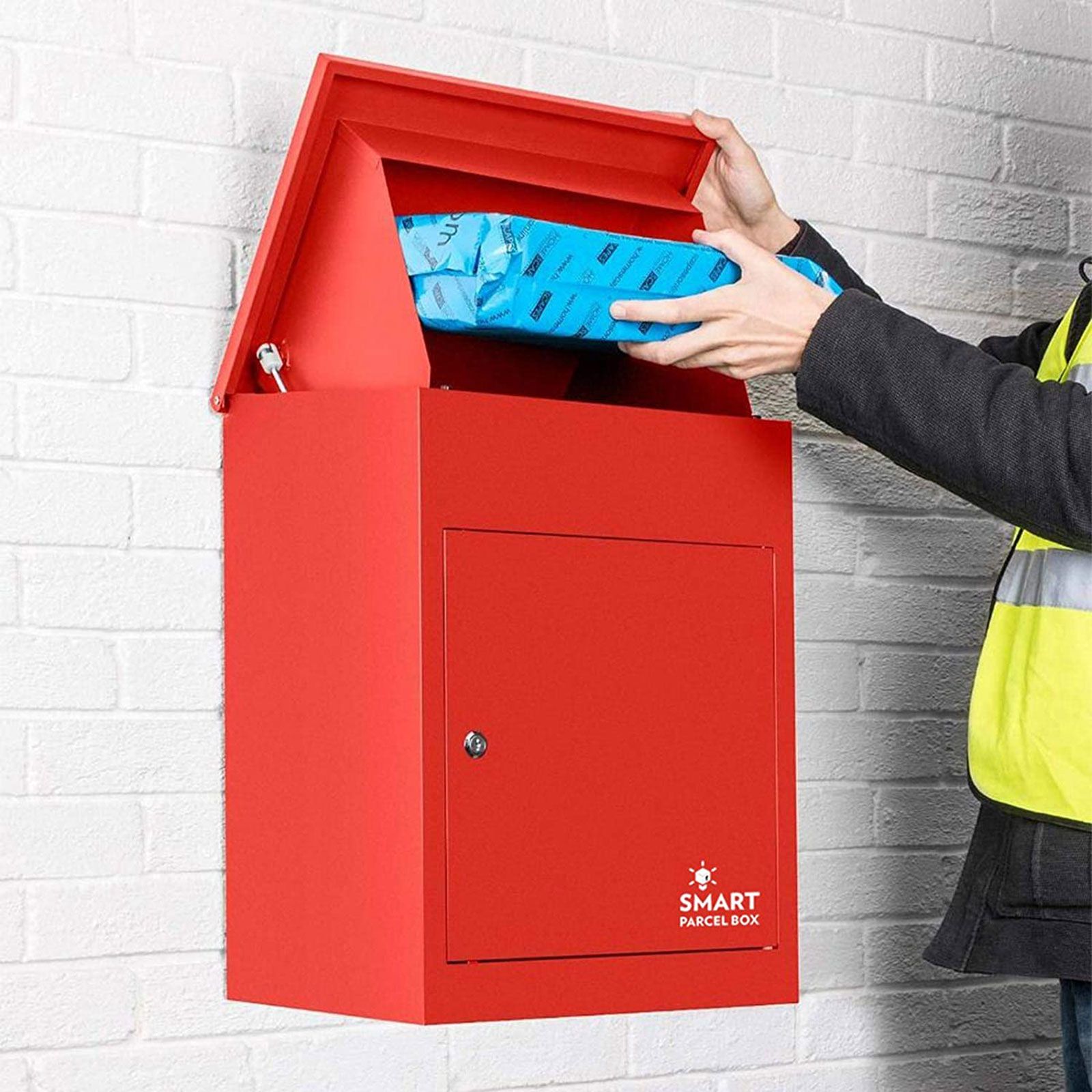 Homescapes Smart Parcel Box® Medium Front Access Secure Delivery Box in Red