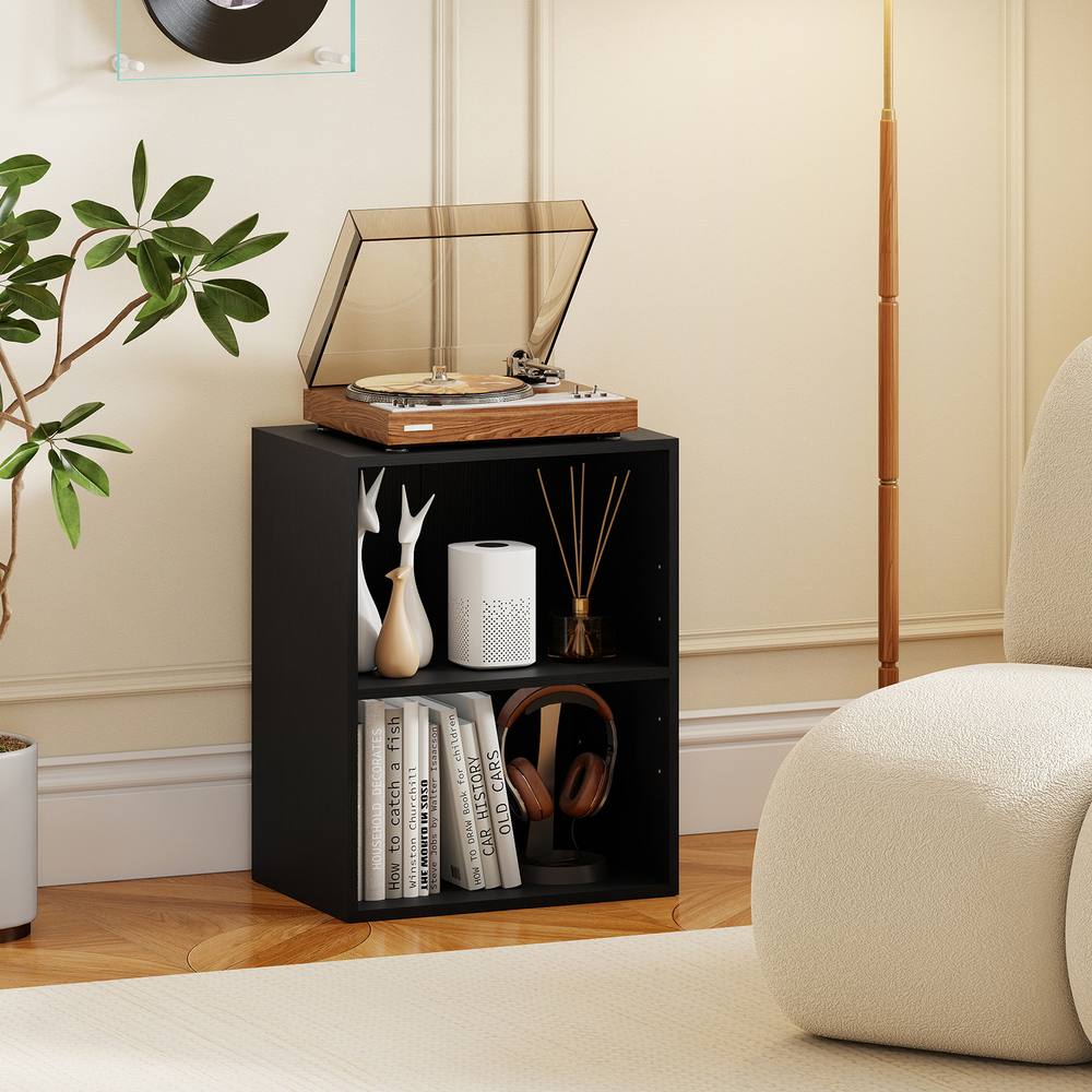 Costway 2-Cube Bookcase Modern Open Bookshelf w/ 5-Position Adjustable Shelf in Black