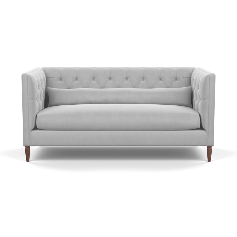 Heal's Balmoral 3 Seater Sofa Velvet Platinum Walnut Feet