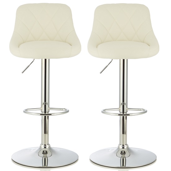 Trezzo Modern Bar Stool In White Faux Leather In A Pair