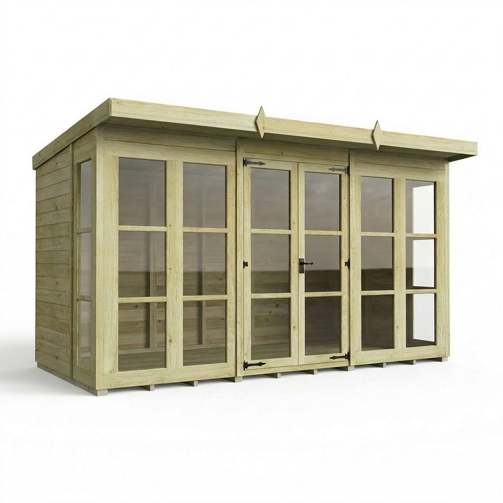 Buttercup Farm 12ft x 6ft Georgian Pent Summer House - Pressure Treated Timber in Brown