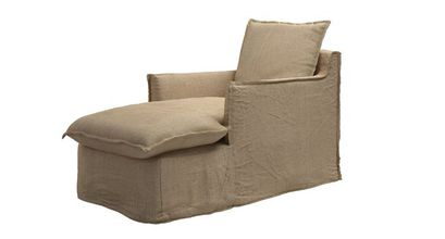 Isaac Chaise Armchair in Flax Pure Belgian Linen - sofa.com