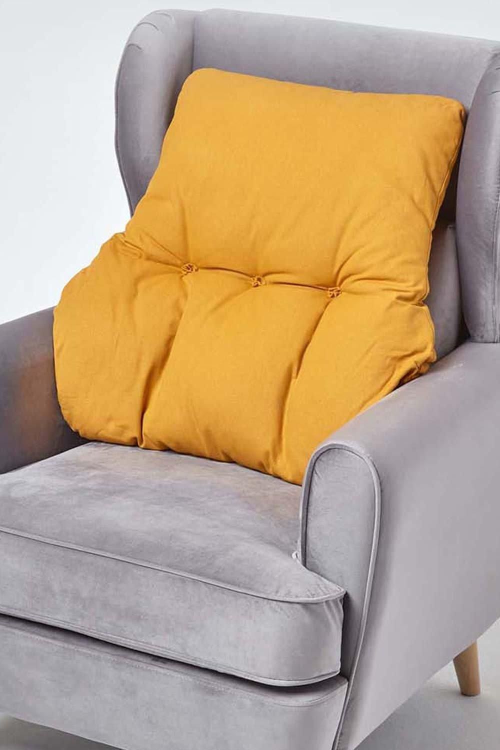 Homescapes Cotton Back Support Cushion in Mustard