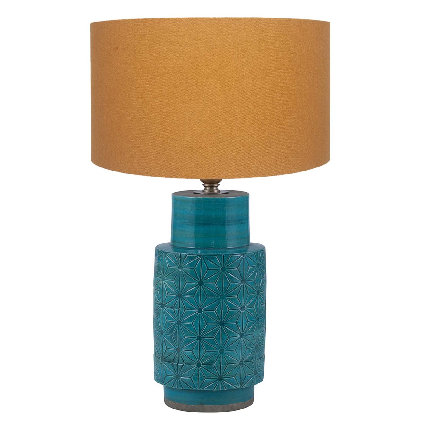 Stoneware Etched Table Lamp, Aquamarine