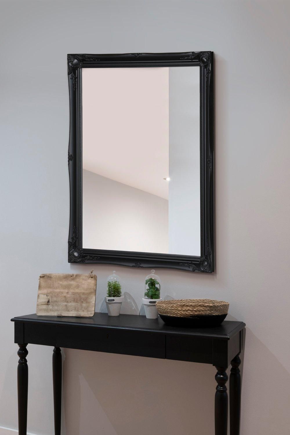 MirrorOutlet 'Hamilton' Black Antique Design Wall Mirror 117cm x 91cm
