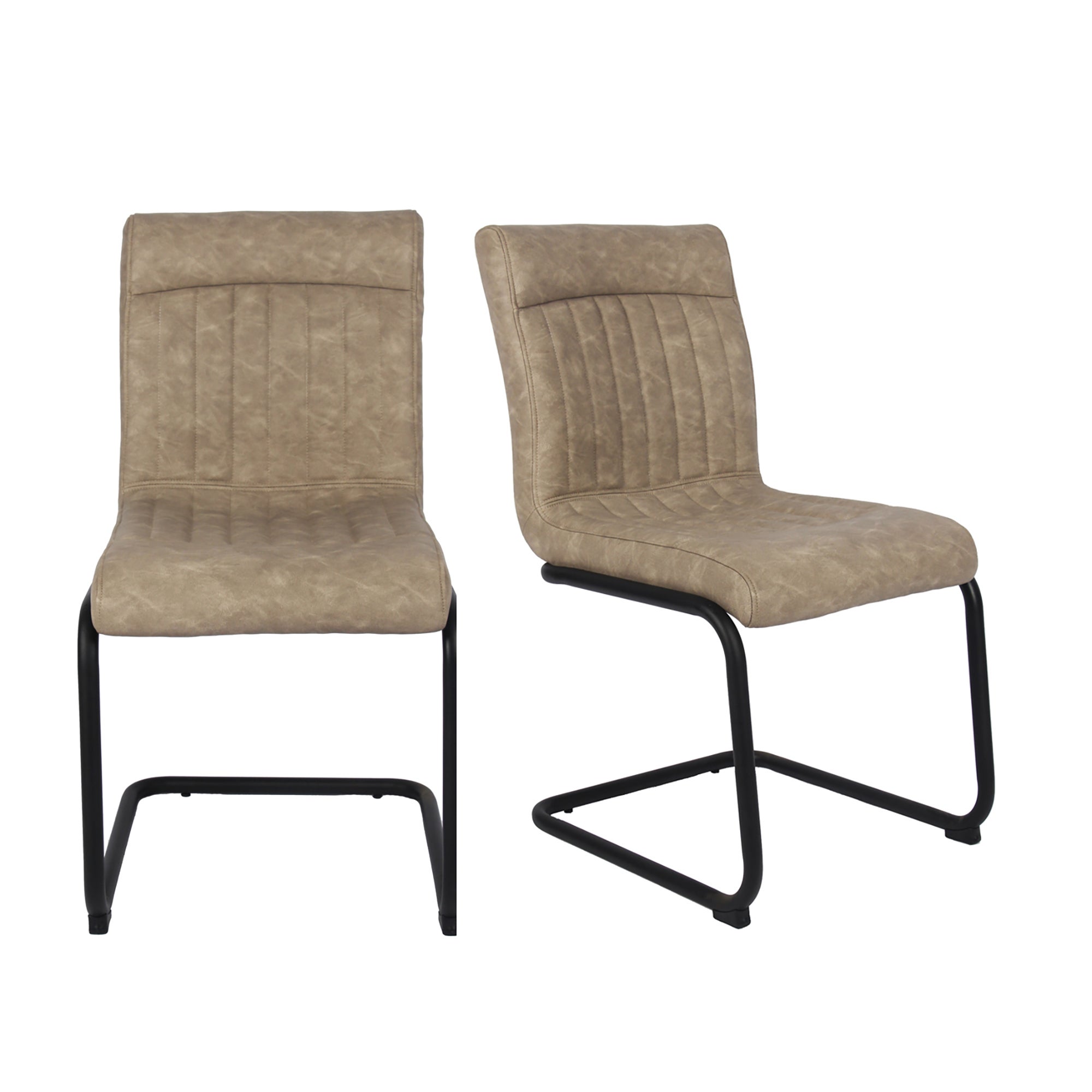 Felix Set of 2 Cantilever PU Leather Dining Chairs Mink