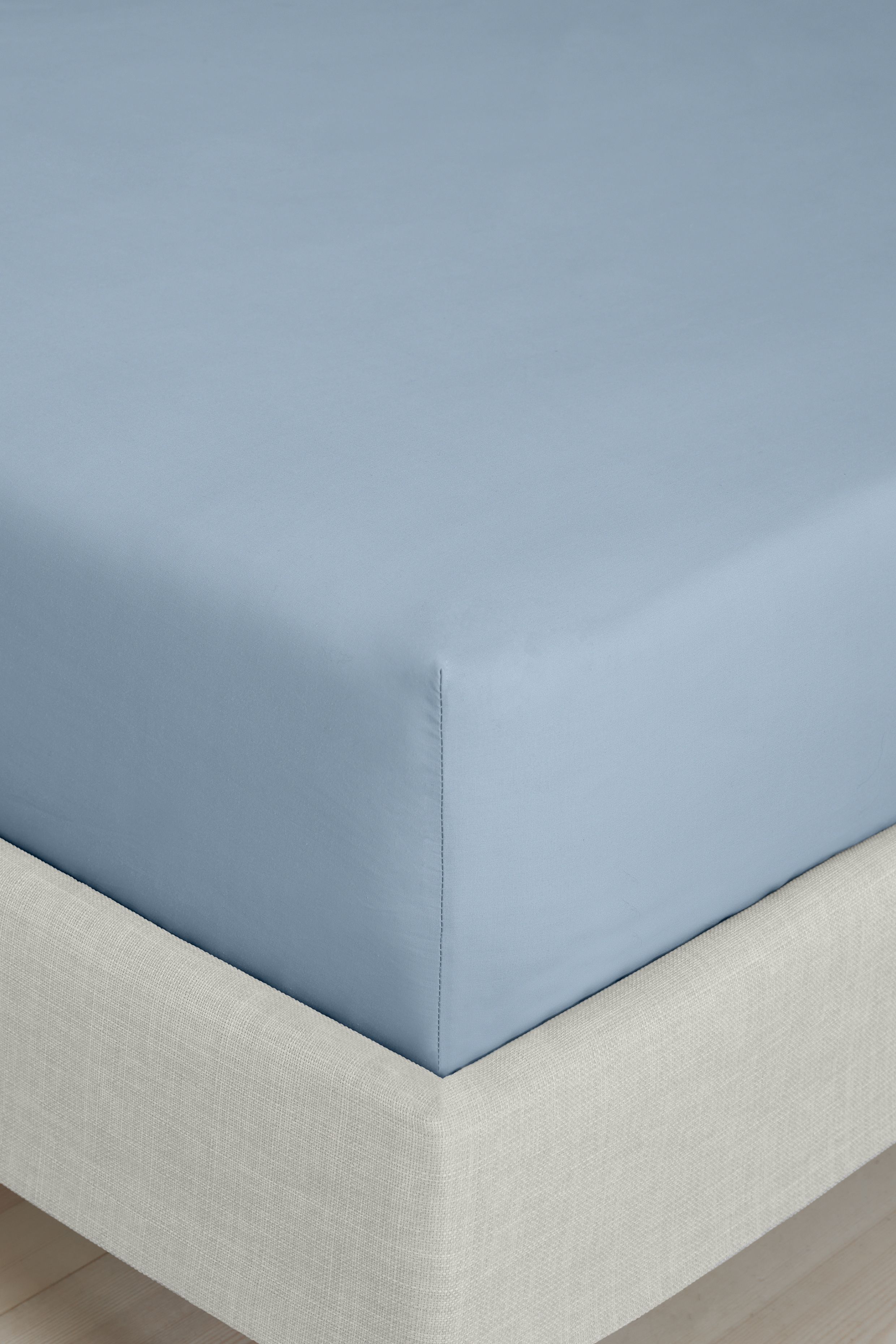 Bianca 200 Thread Count Cotton Percale 32cm Depth Sheet in Blue