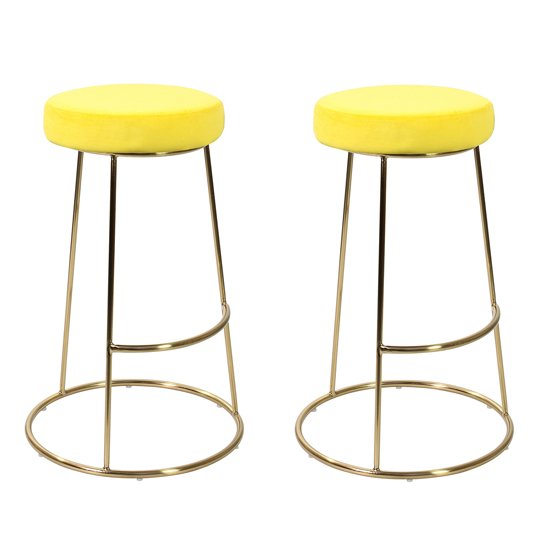 Opera Yellow Finish Bar Stool In Pair