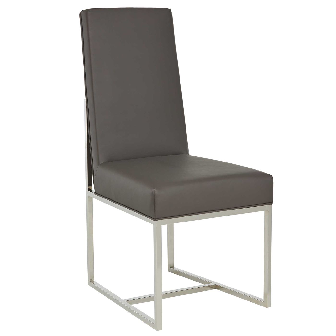 Impero Bess Leather Dining Chair - Grey - Leather - Plain - W48 x D59 x H107cm - Barker & Stonehouse