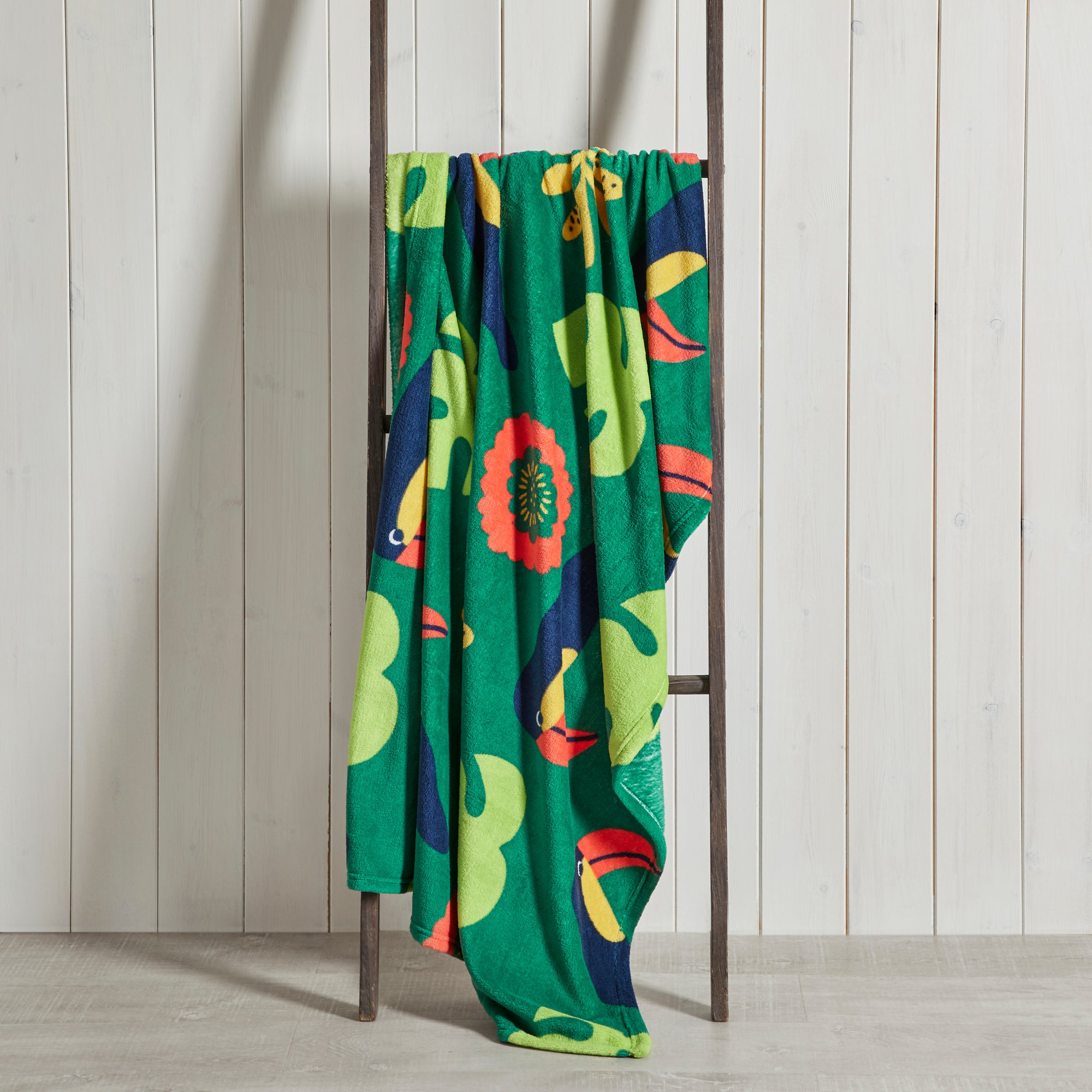 Tropical Toucan Fleece Blanket Light Green