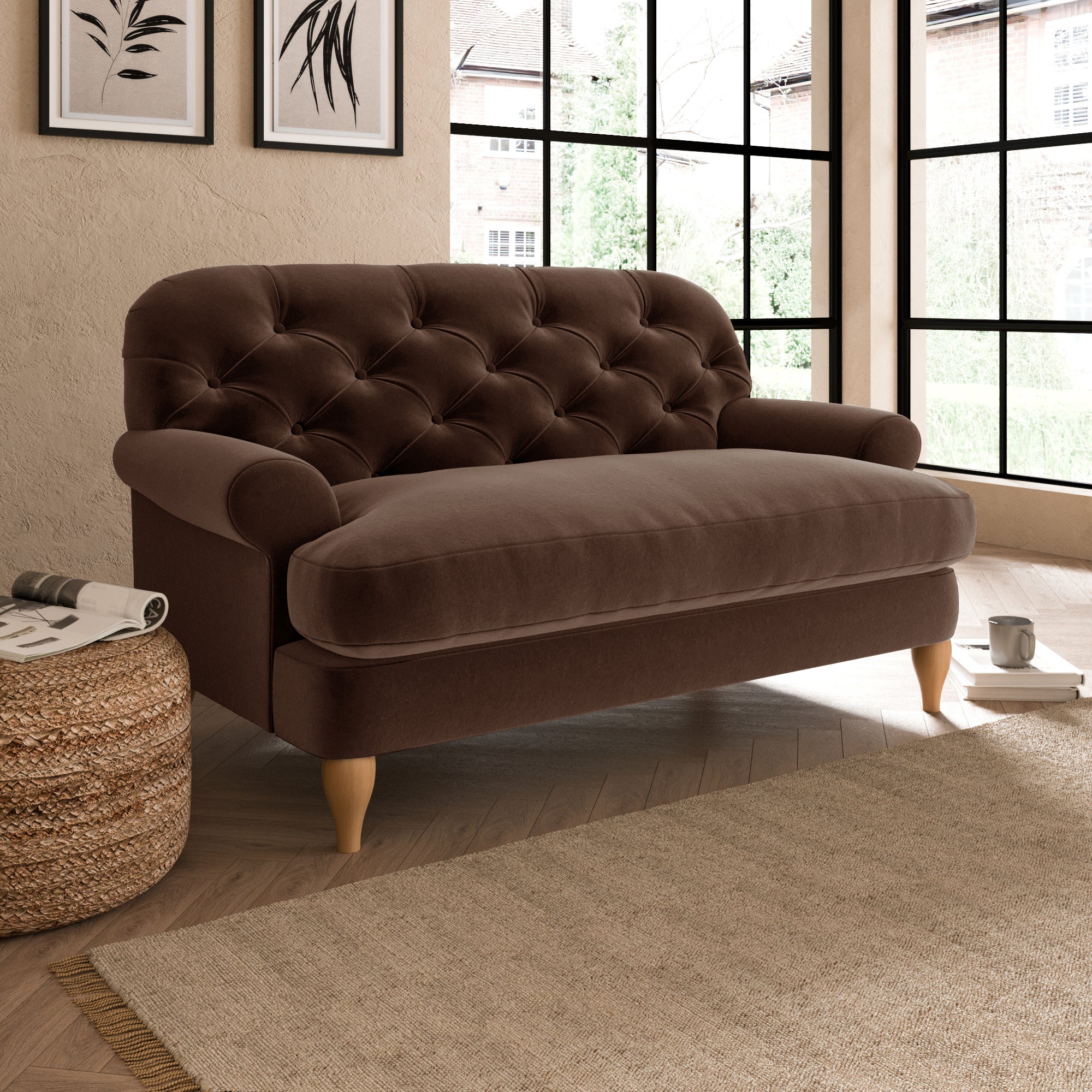 Canterbury Luxury Velvet Snuggle Chair Brown