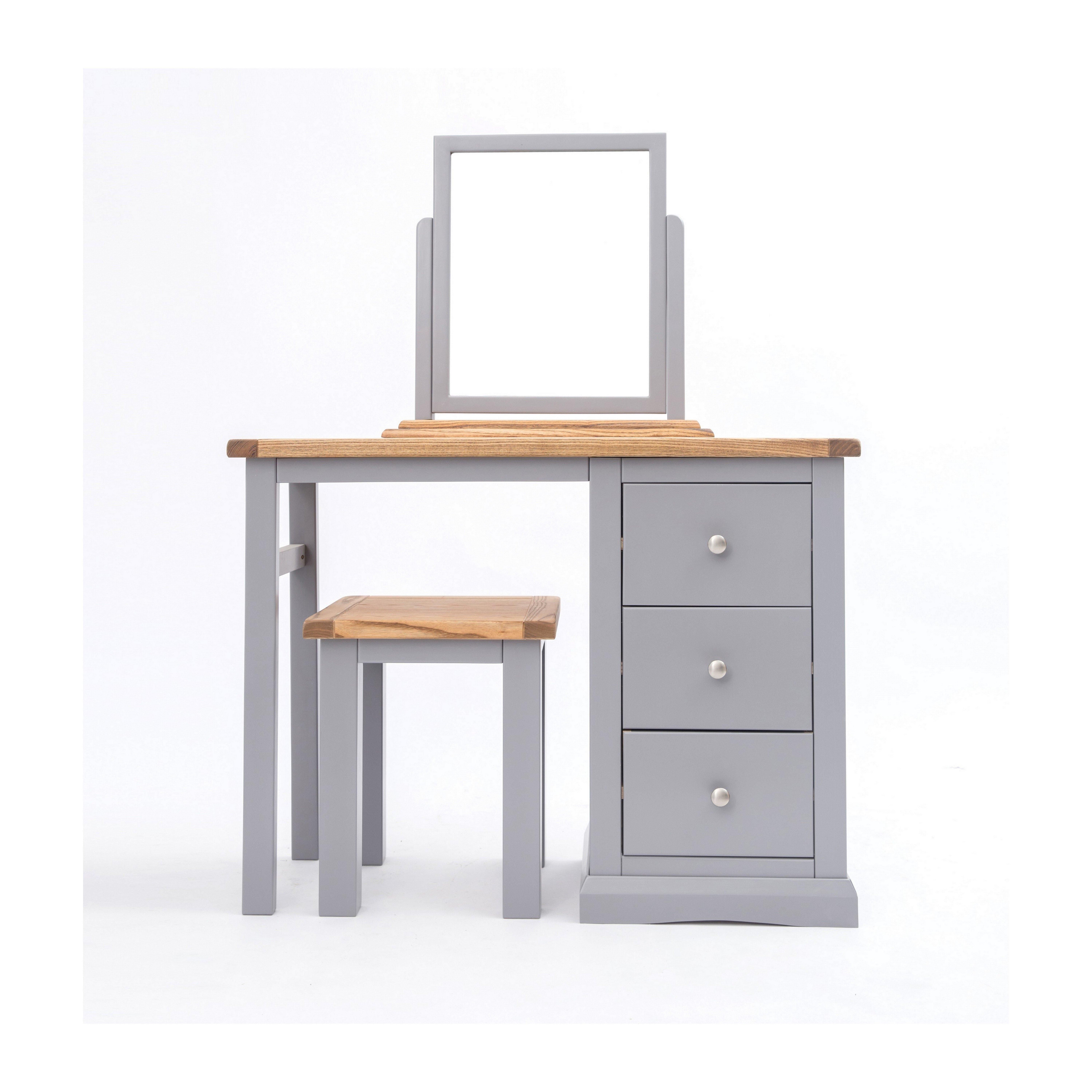 Cabinet Bits Rocca 3 Drawer Dressing Table Set Chrome Knob in Grey
