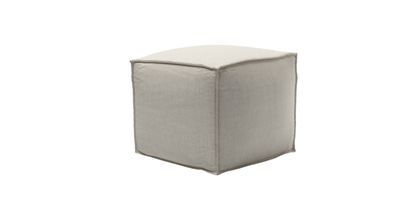 Isaac Small Square Footstool in Canvas Pure Belgian Linen - sofa.com