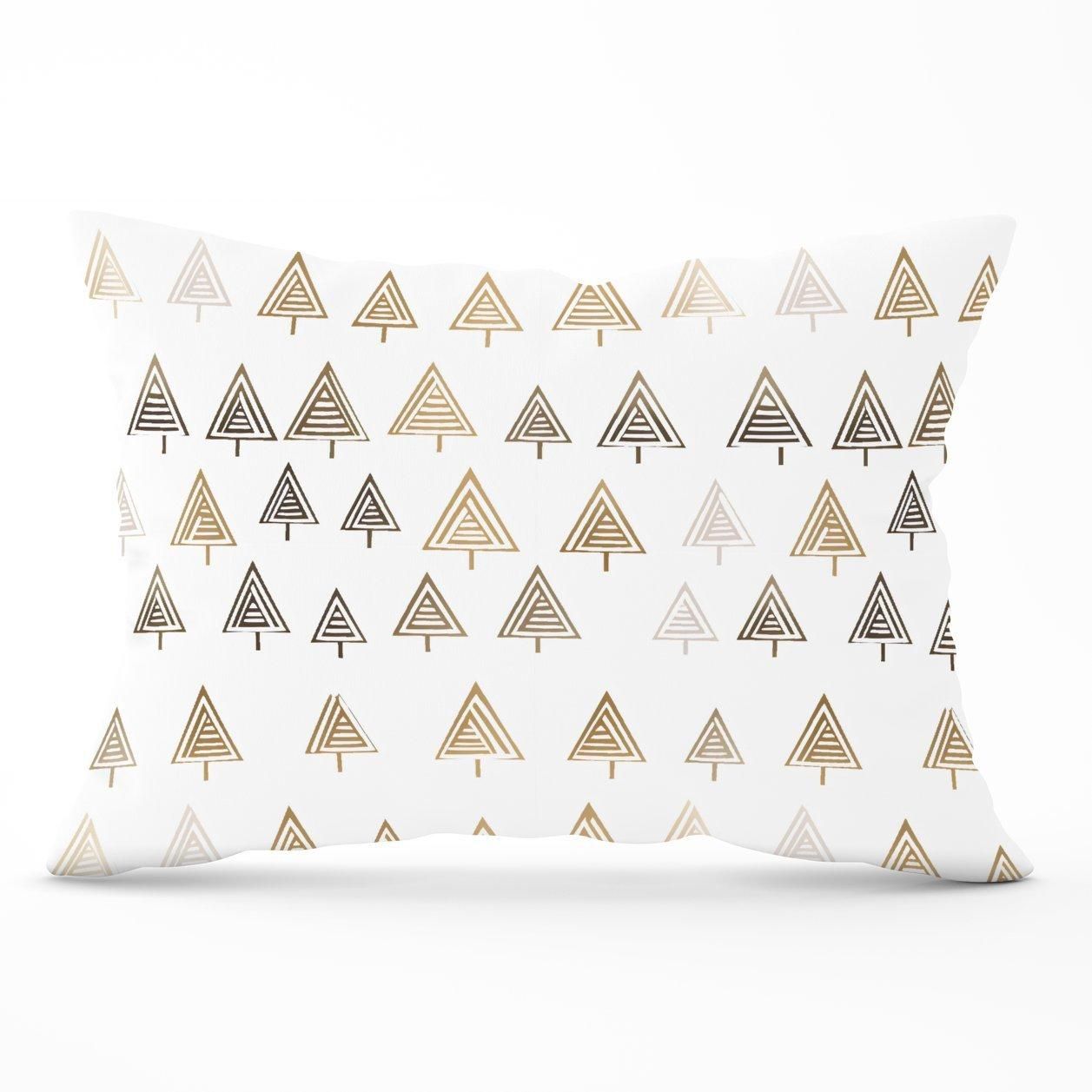 Warren Reed - Designer Geometric Christmas Tree Pattern Cushions in White
