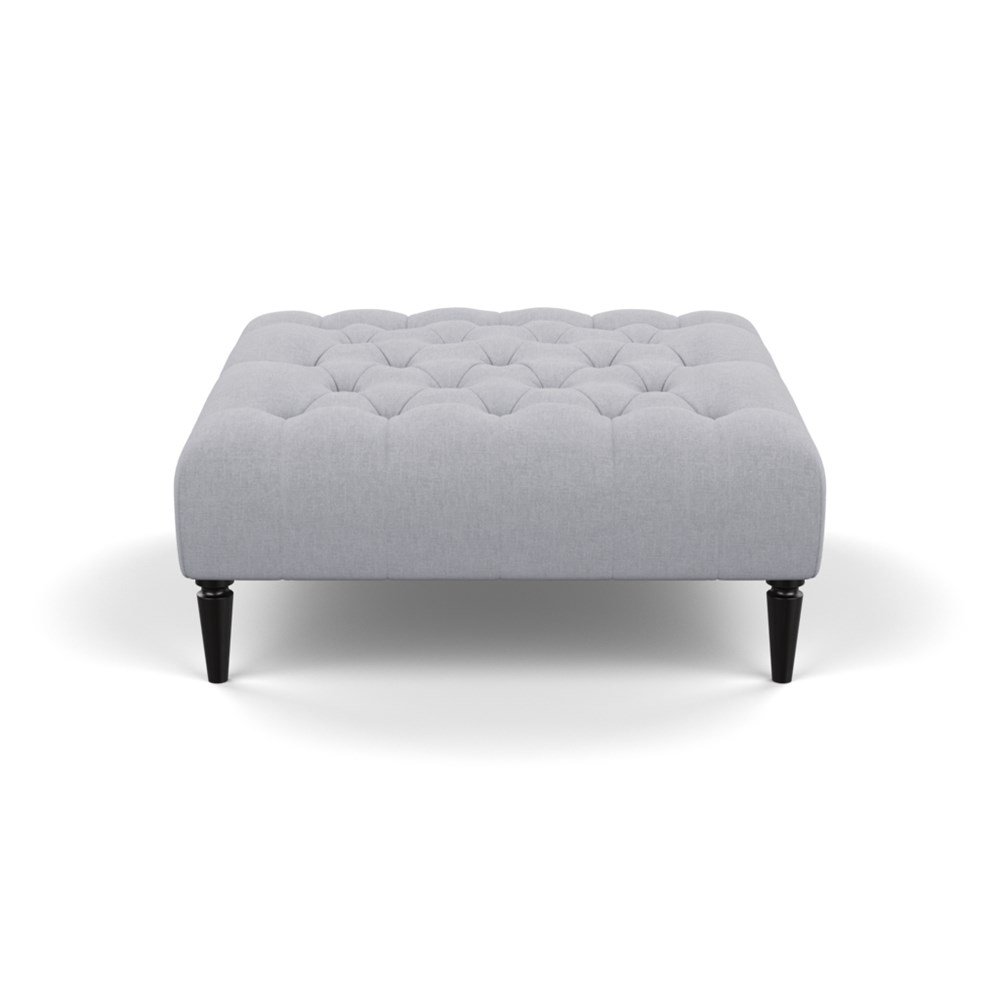 Heal's Balmoral Ottoman Brushed Cotton Pewter Black Feet