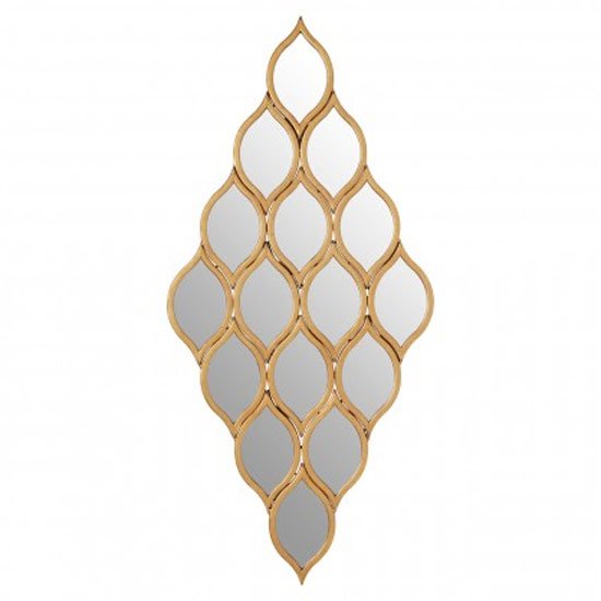 Zaria Multi Diamond Shape Wall Bedroom Mirror In Gold Frame