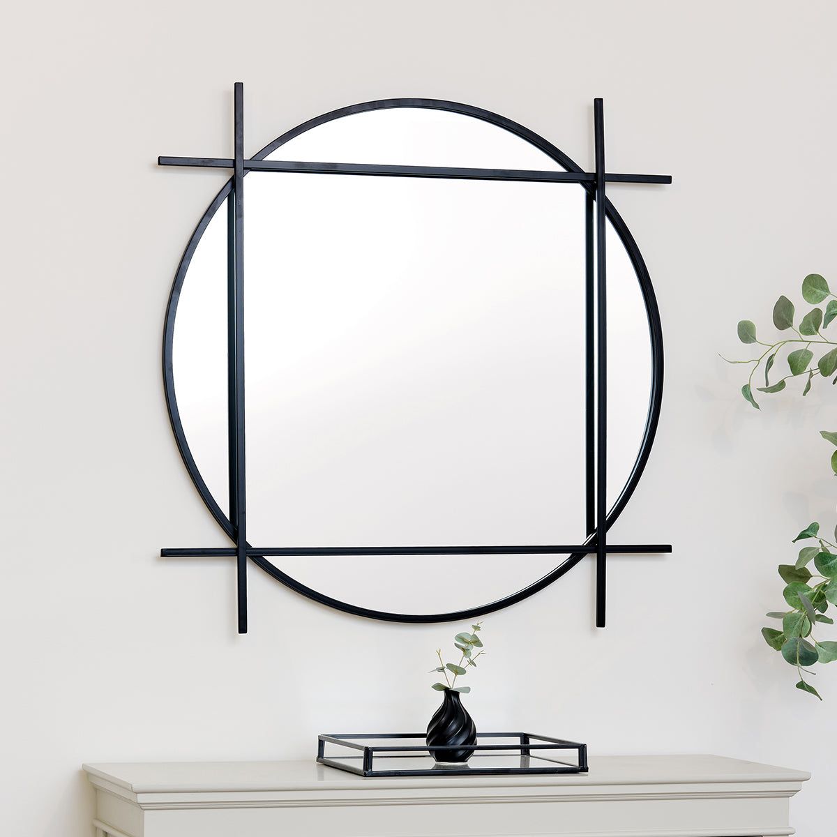Melody Maison Large Round Black Wall Mirror 97cm X 97cm
