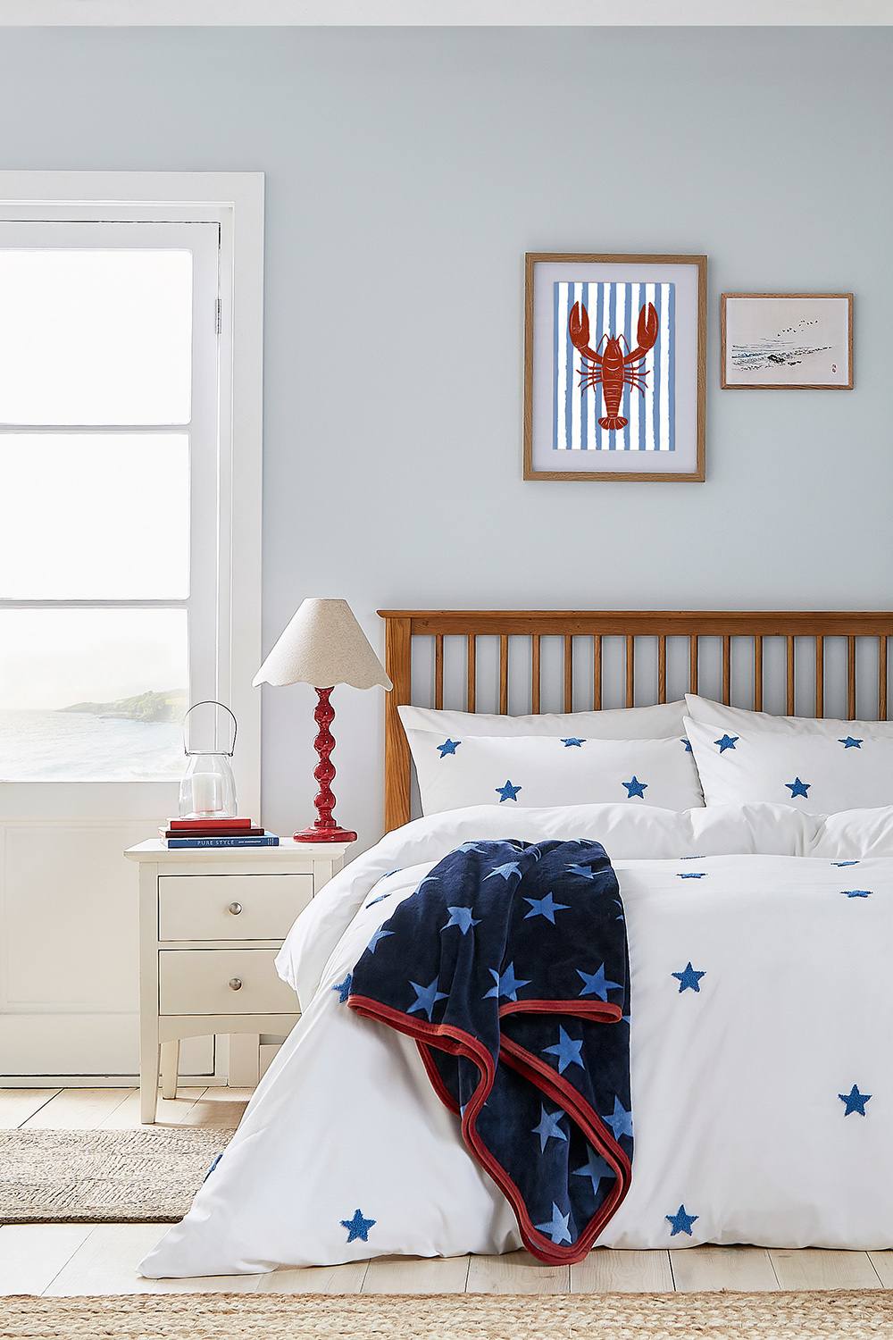 Helena Springfield 'Tufted Star Colbat Blue' Duvet Cover Set in White