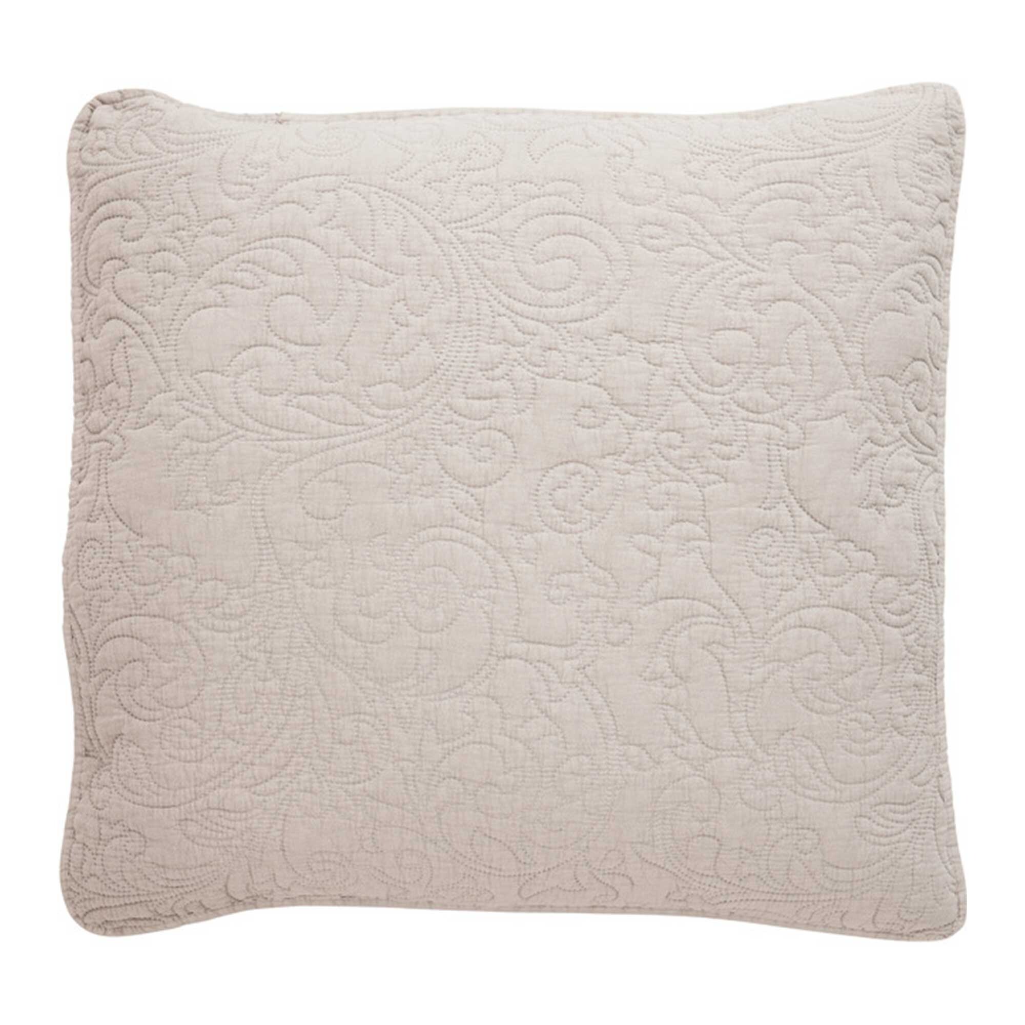 Large Embroidered Natural Cushion, Square, Neutral | Barker & Stonehouse