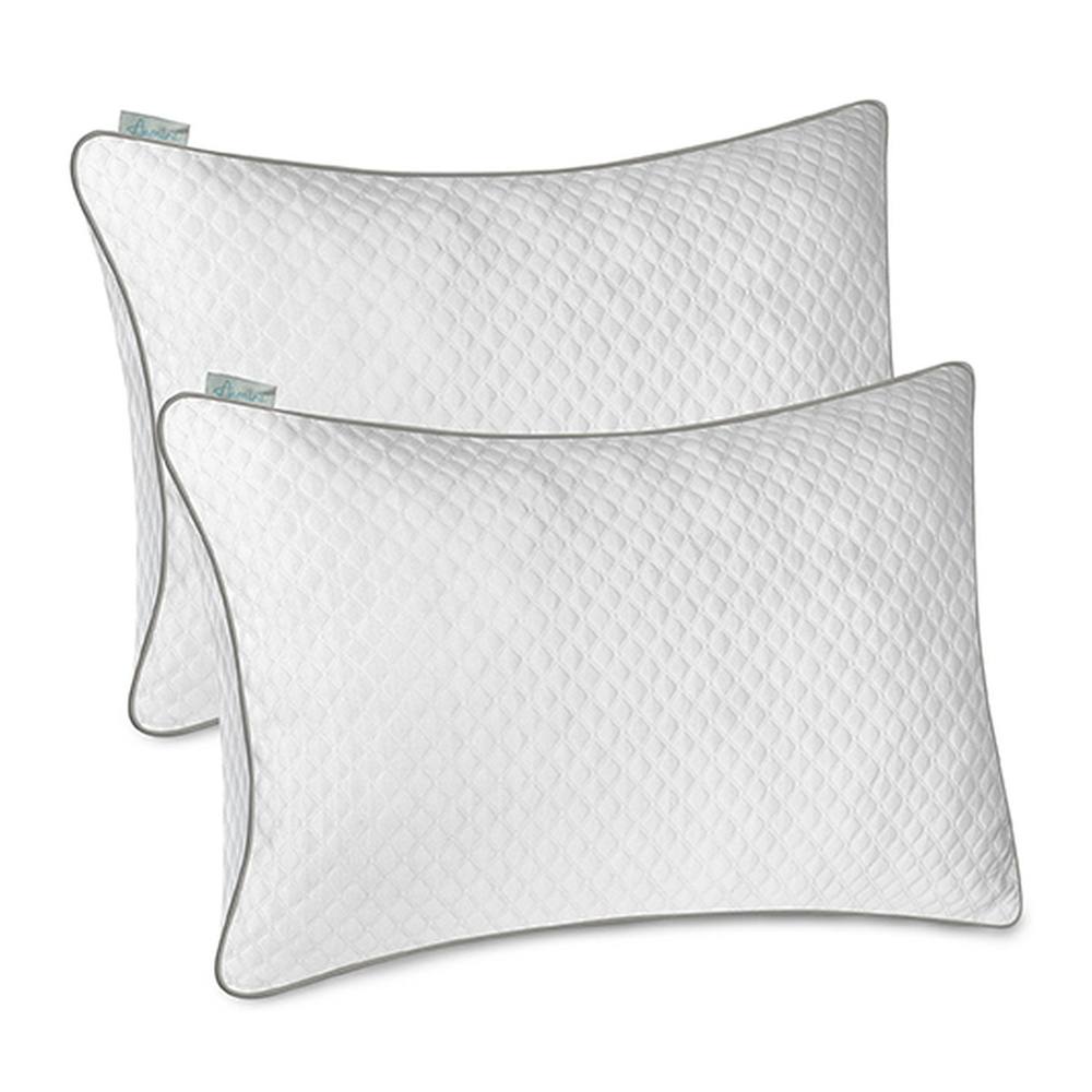 Aamira Cooling Memory Foam Pillow 70×45cm Orthopaedic 2 Pack in White
