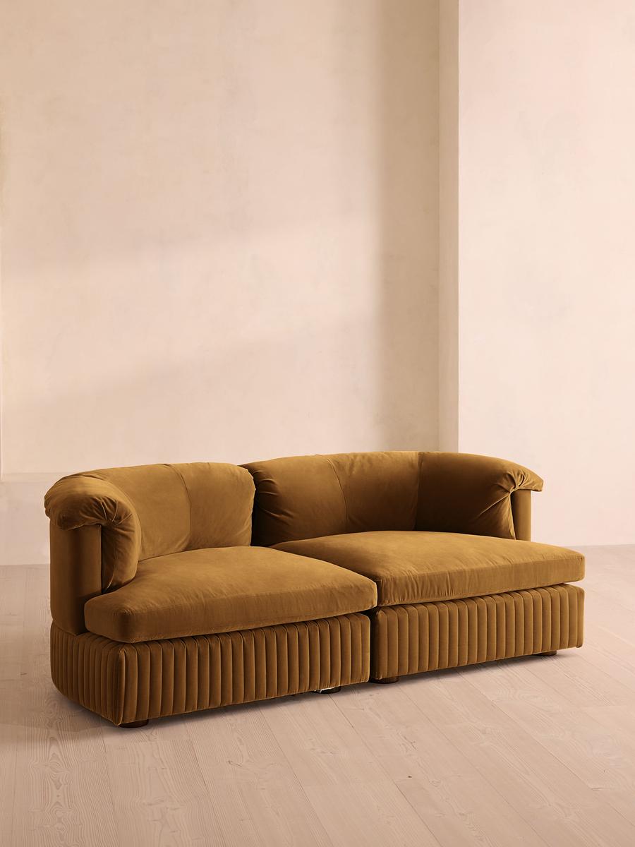 Oona Modular Sofa, Three Seater, Velvet Mustard