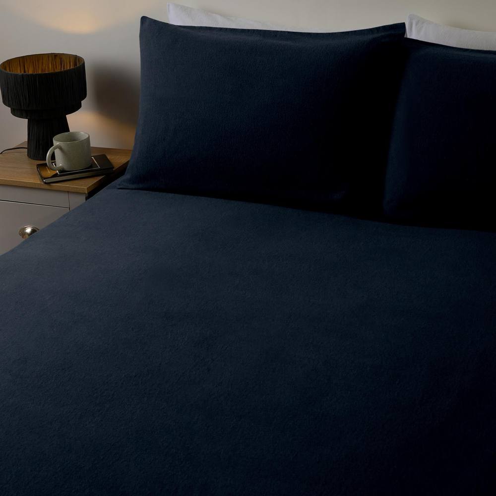OHS Essential Brushed Cotton Soft Fitted Bed Sheet in Dark Navy | Size: Single Fitted