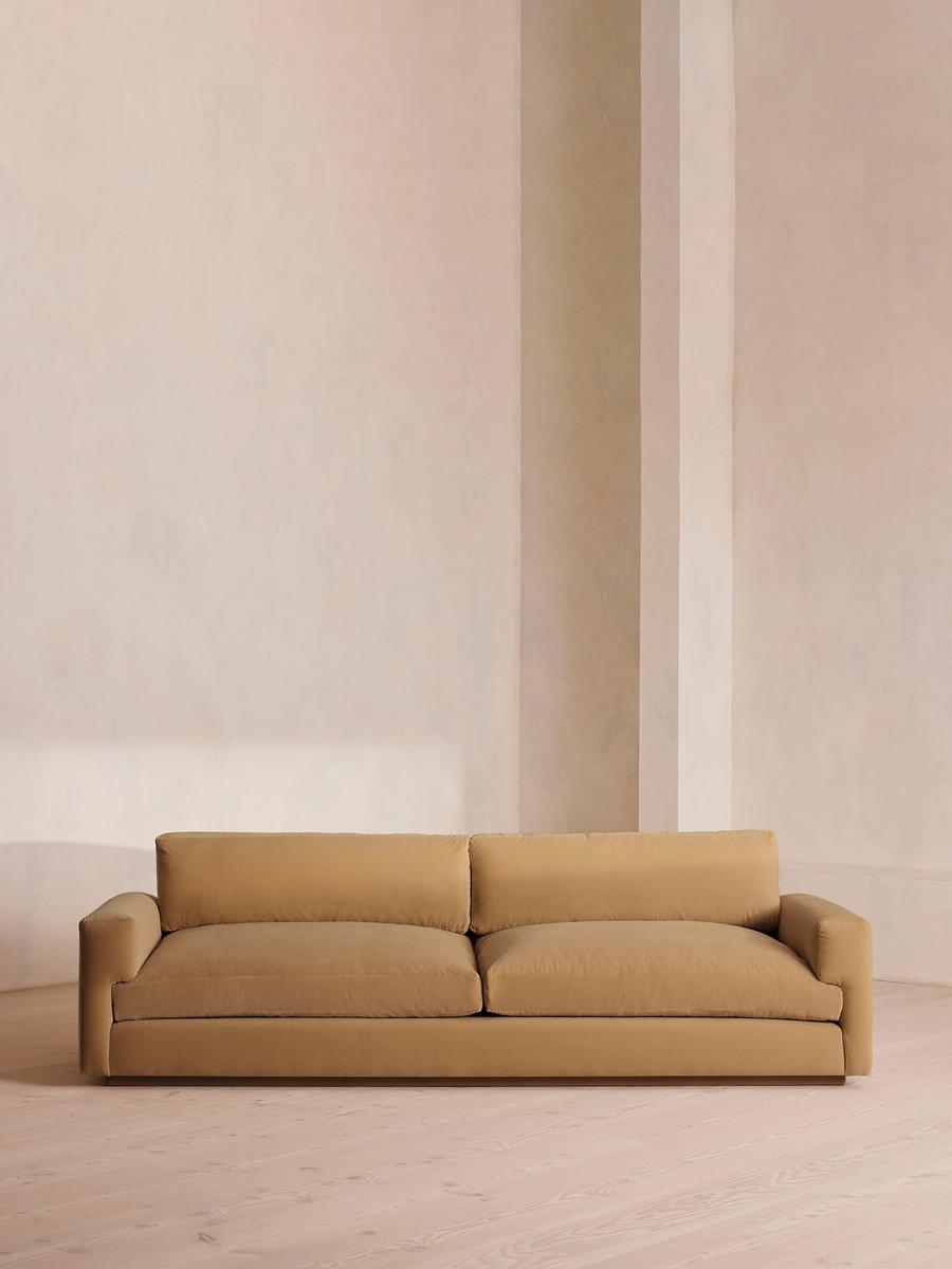 Mossley Four Seater Sofa, Velvet, Camel