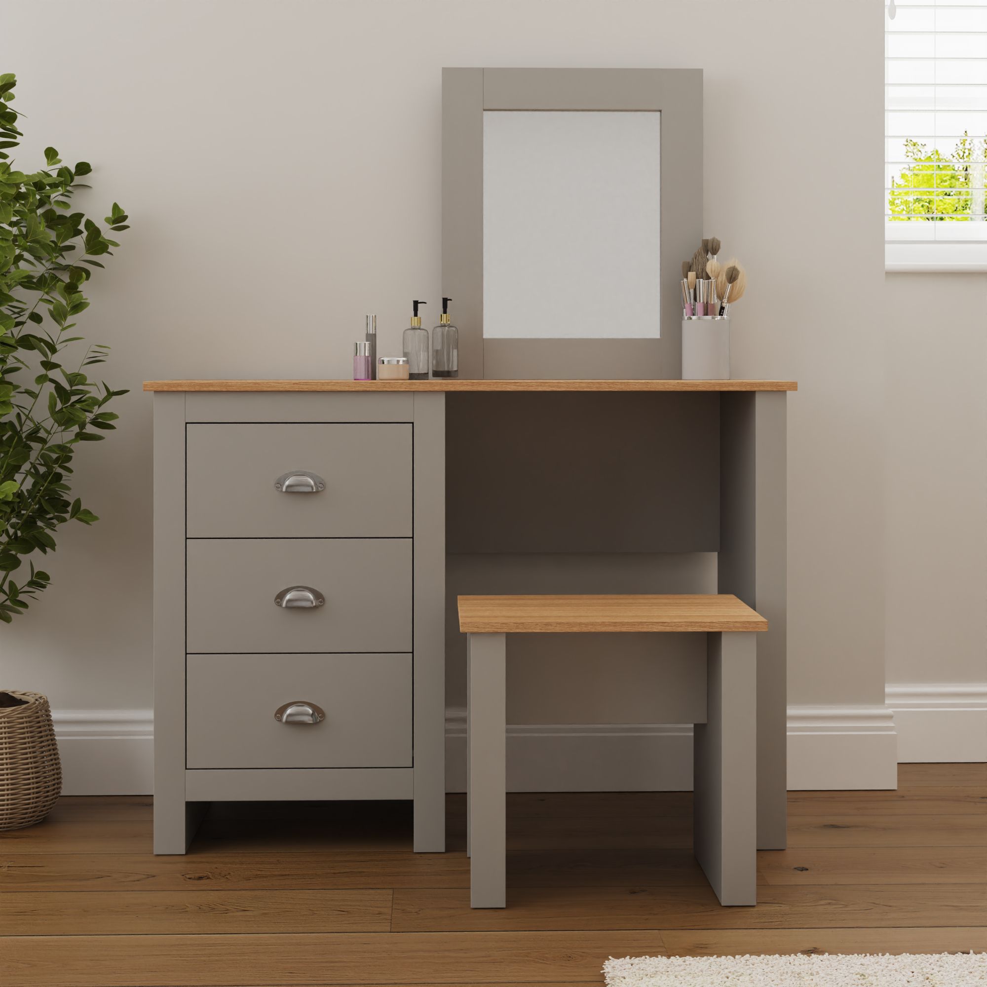 GFW Lancaster Dressing Table Set in Grey