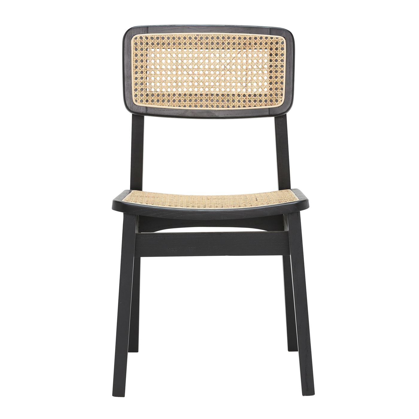 Malin Dining Chair - Black - Beech Wood - Rattan - W41 x D51 x H82cm - Barker & Stonehouse