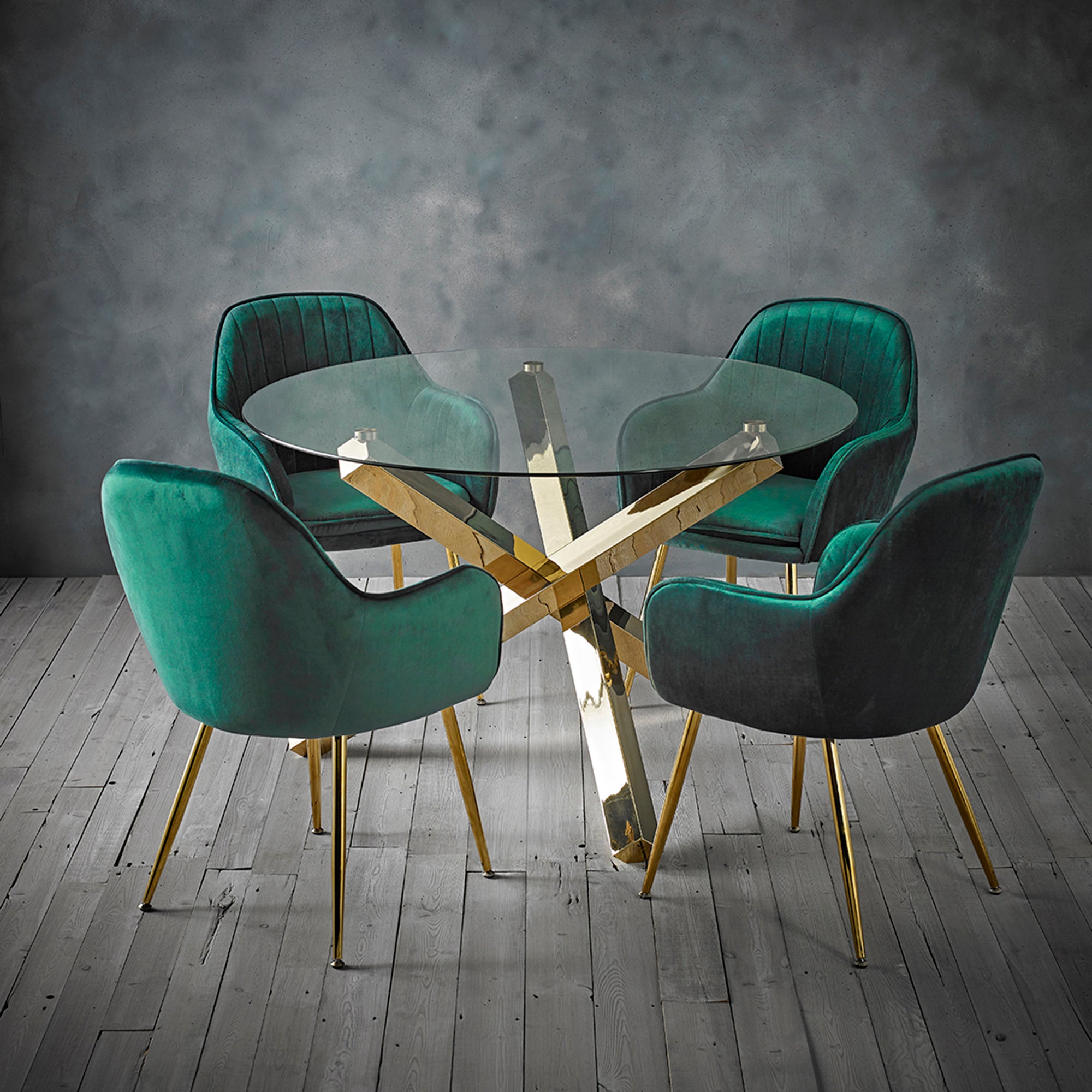 Laila 4 Seater Dining Set - Forest Green Green