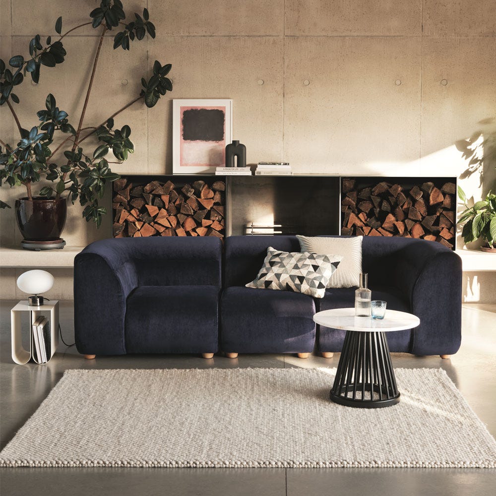 Heal's Lilli 2 Seater Sofa Smart Velvet Ocean Natural Beech Feet 4