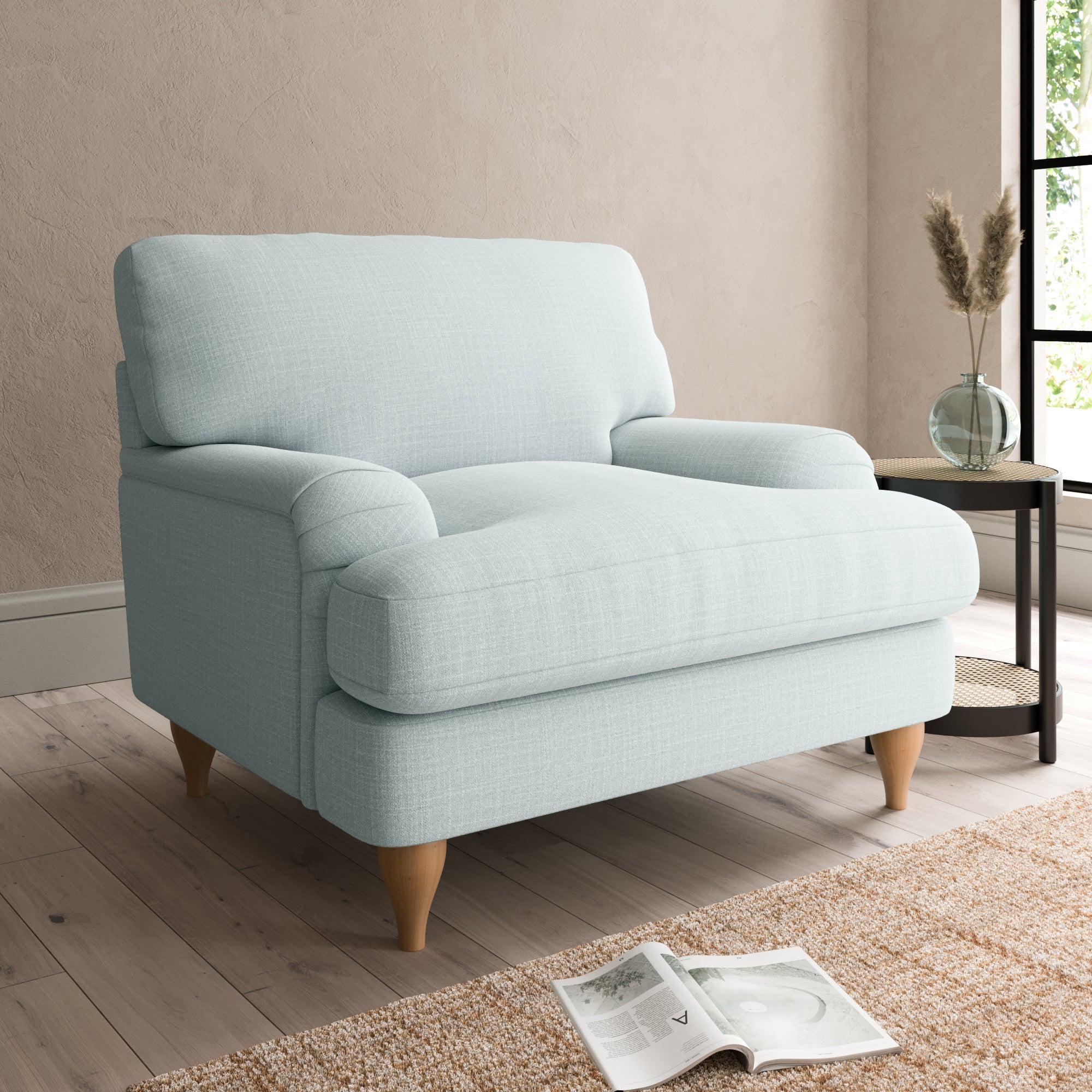 Darwin Slub Cotton Blend Armchair Blue
