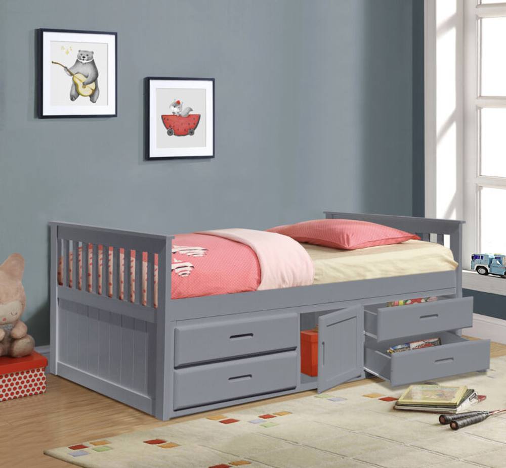 Comfy Living Ltd 3ft Wooden Captains Bed With Drawers & Storage in Grey