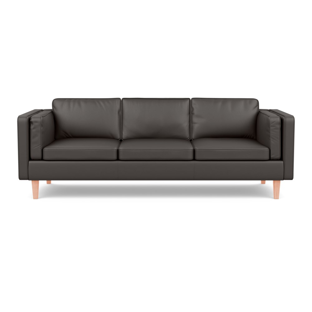 Heal's Chill 4 Seater Sofa Leather Grain Light Grey 060 Natural Feet