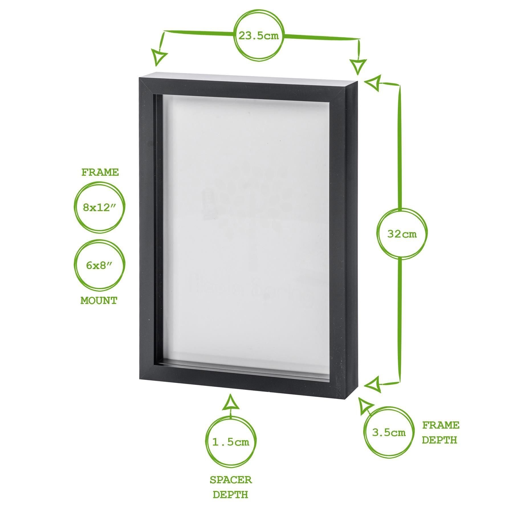 Nicola Spring 3D Shadow Box Frames with A5 Mount - A4 (8" x 12") - Grey Mount - Pack of 5 in Black 4
