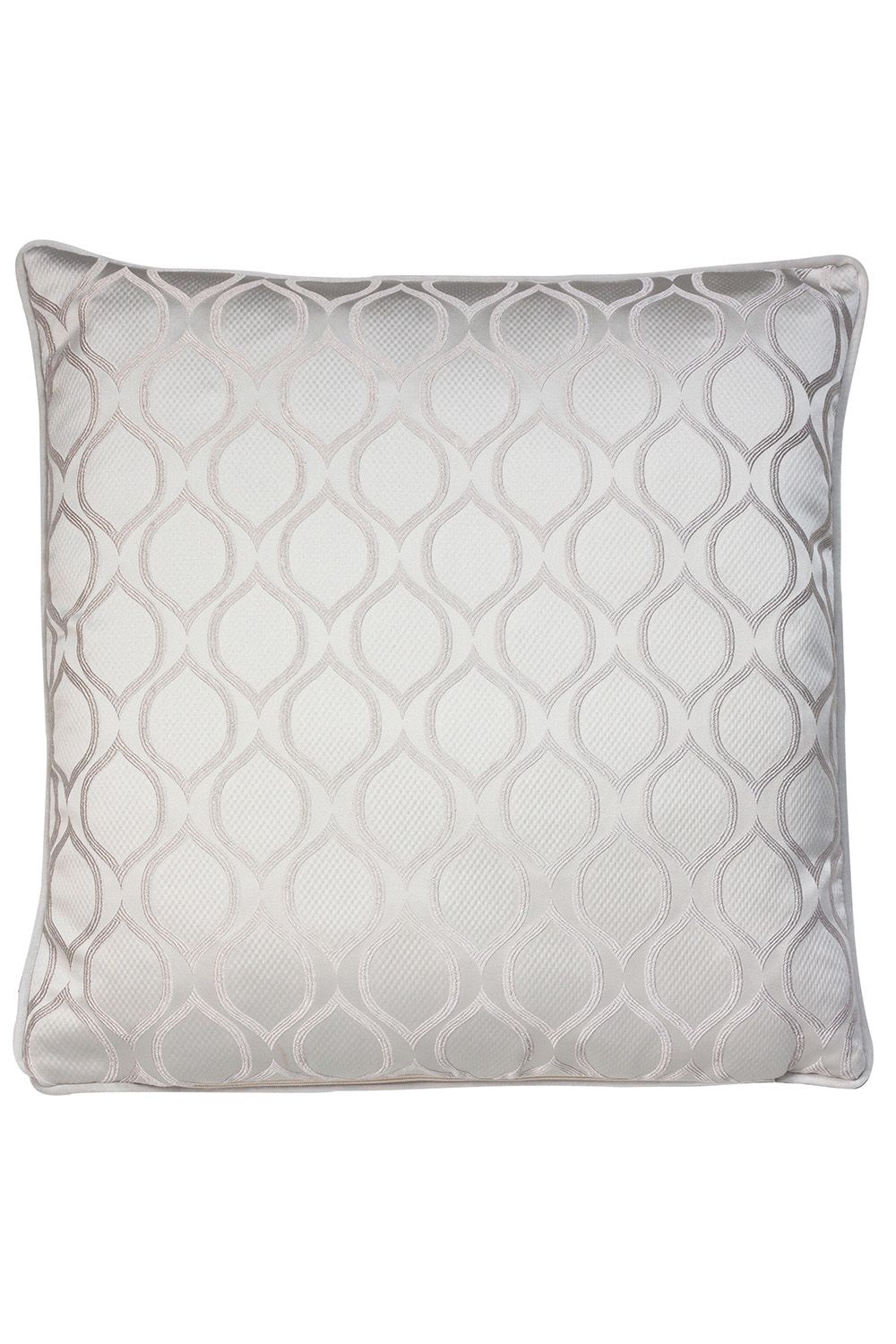 Prestigious Textiles Solitare Geometric Printed Piped Cushion in Metallic Silver