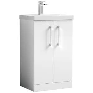 Nuie Arno White 2 Door Vanity Unit & Basin - 840 x 510mm