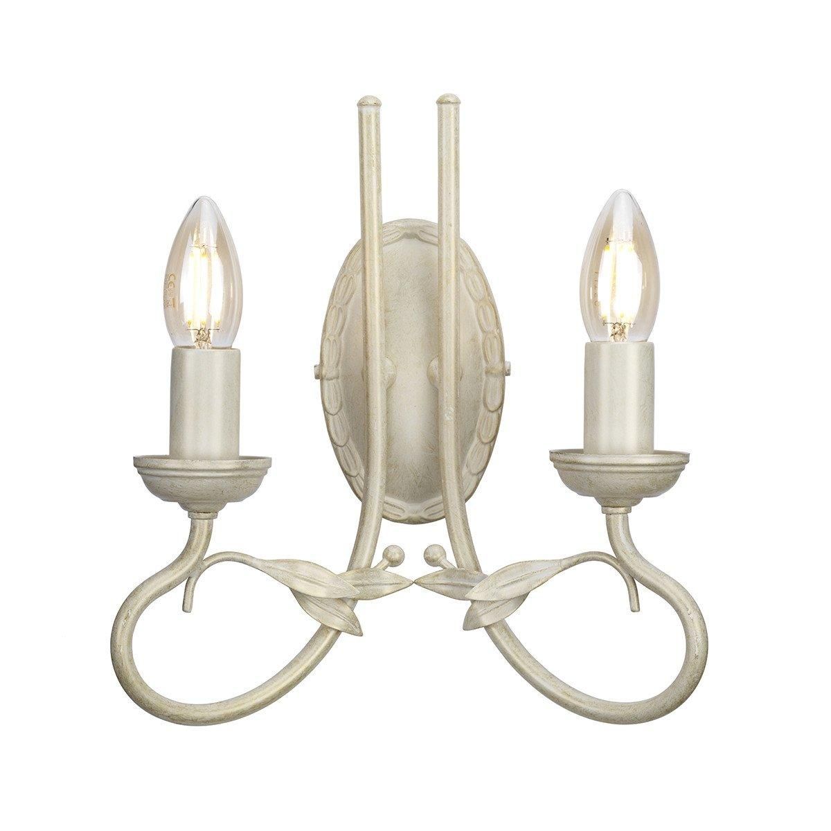 Netlighting Olivia 2 Light Indoor Candle Wall Light Gold Ivory E14 in White