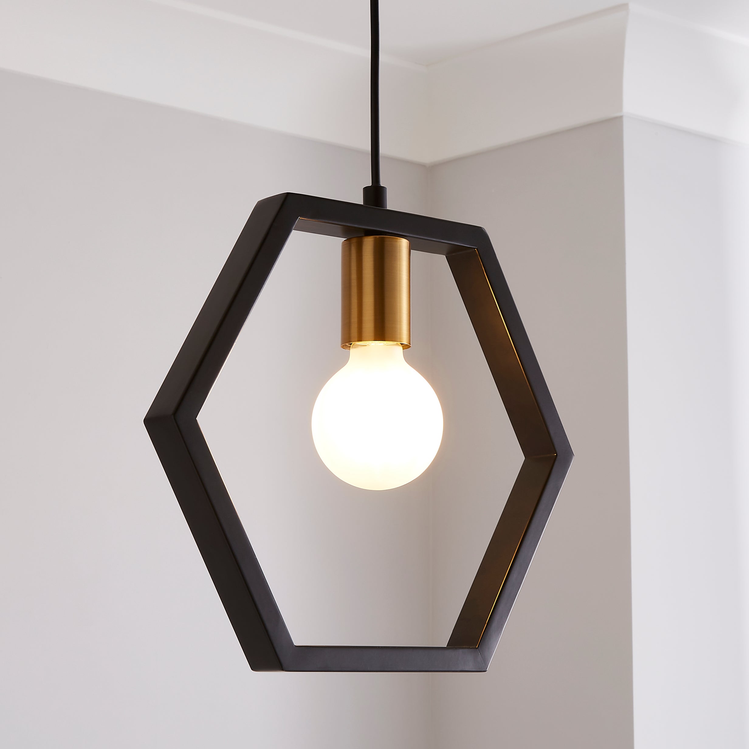 Hexa 1 Light Ceiling Fitting Black