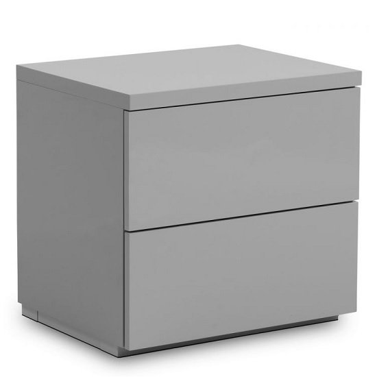 Marcus Bedside Cabinet In Grey High Gloss With 2 Drawers
