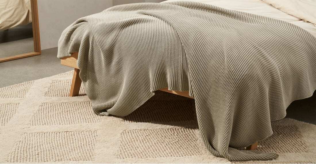 Brawley 100% Cotton Knitted Throw, 130 x 170cm, Light Taupe