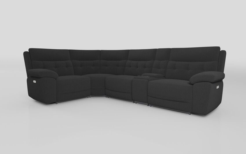 Black Fabric Belford 1 Corner 3 Sofa with Media Console