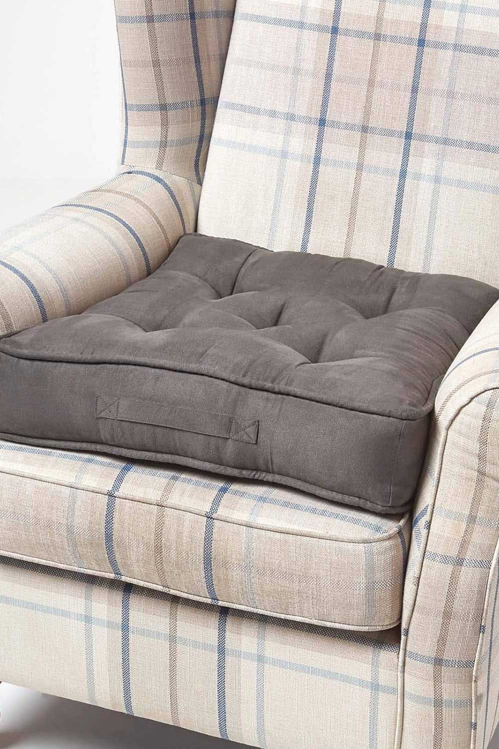 Homescapes Faux Suede Armchair Booster Cushion in Grey