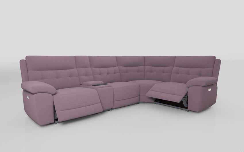 Purple Fabric Belford 3 Corner 1 Power Recliner Sofa with Media Console