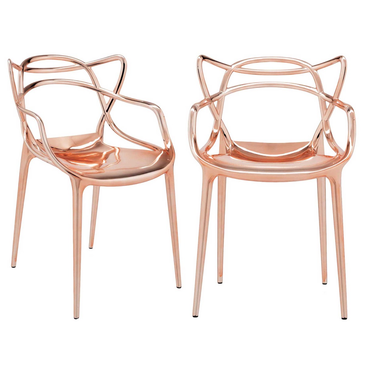 Pair of Kartell Metallic Masters Dining Chairs, Copper