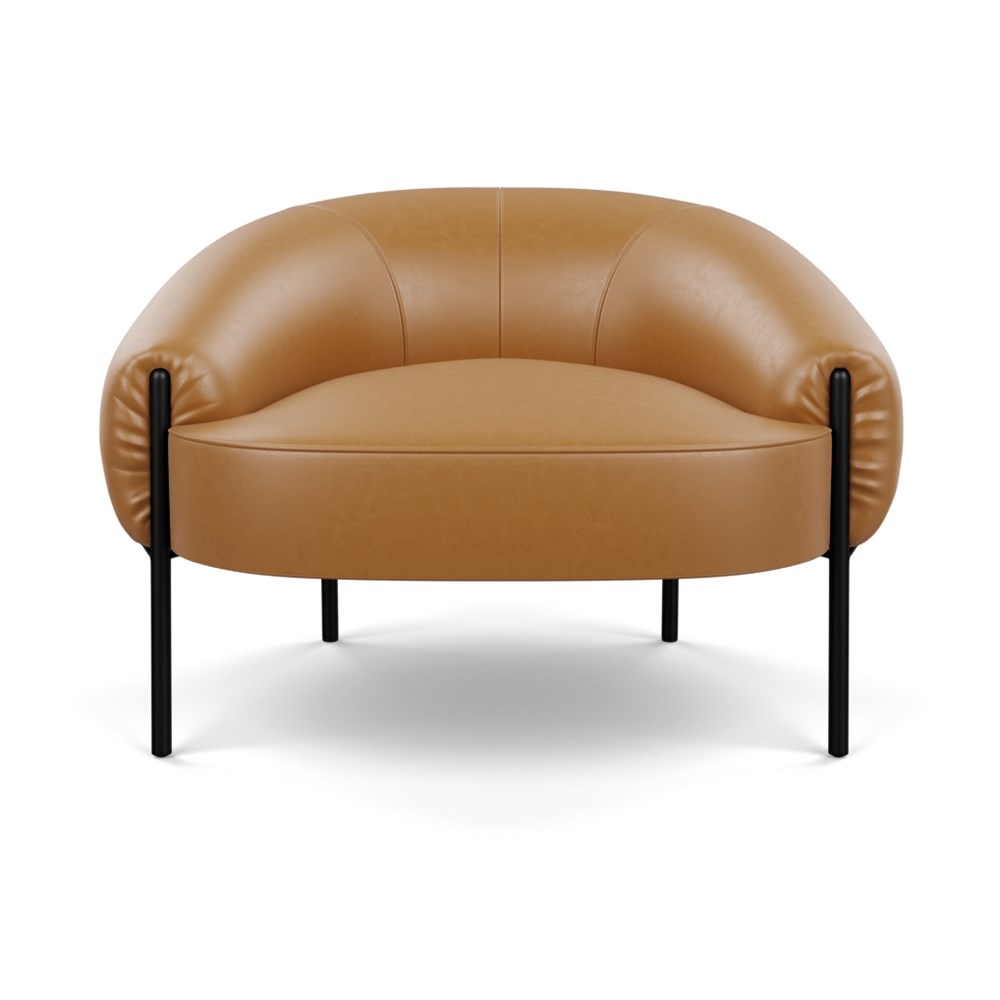 Heal's Isola Armchair Daino Leather Parchment Black Feet