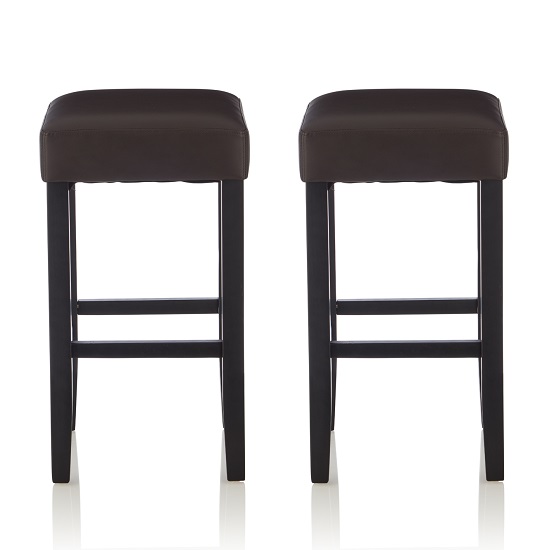 Newark Bar Stools In Brown PU And Black Legs In A Pair
