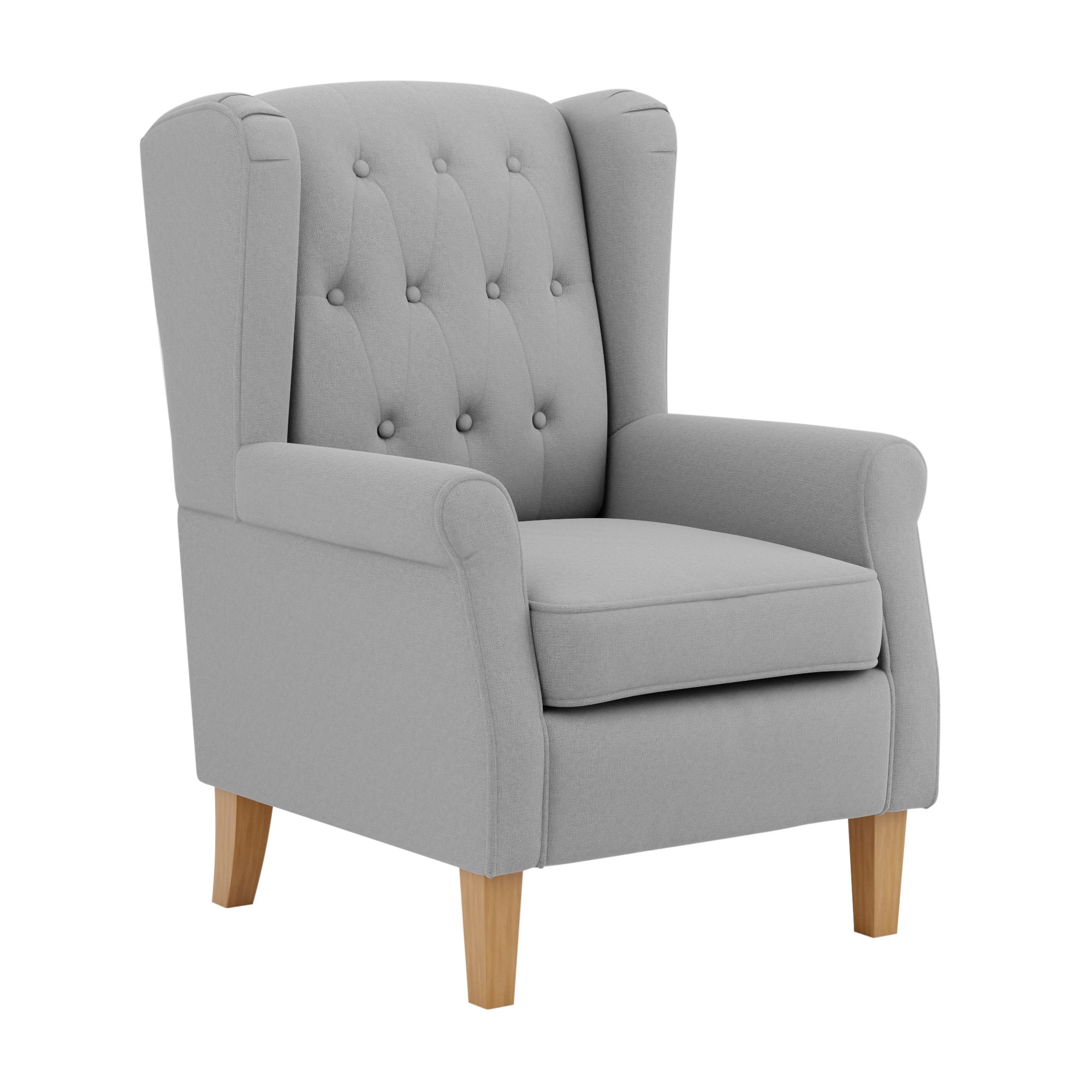 Oswald Button Back Faux Wool Armchair Grey