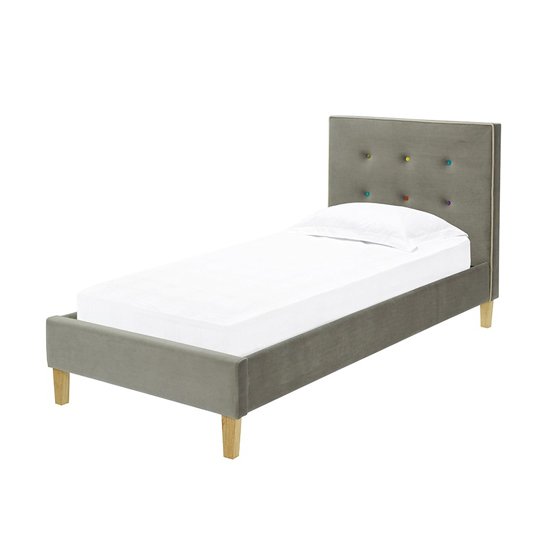 Camden Single Fabric Bed In Grey