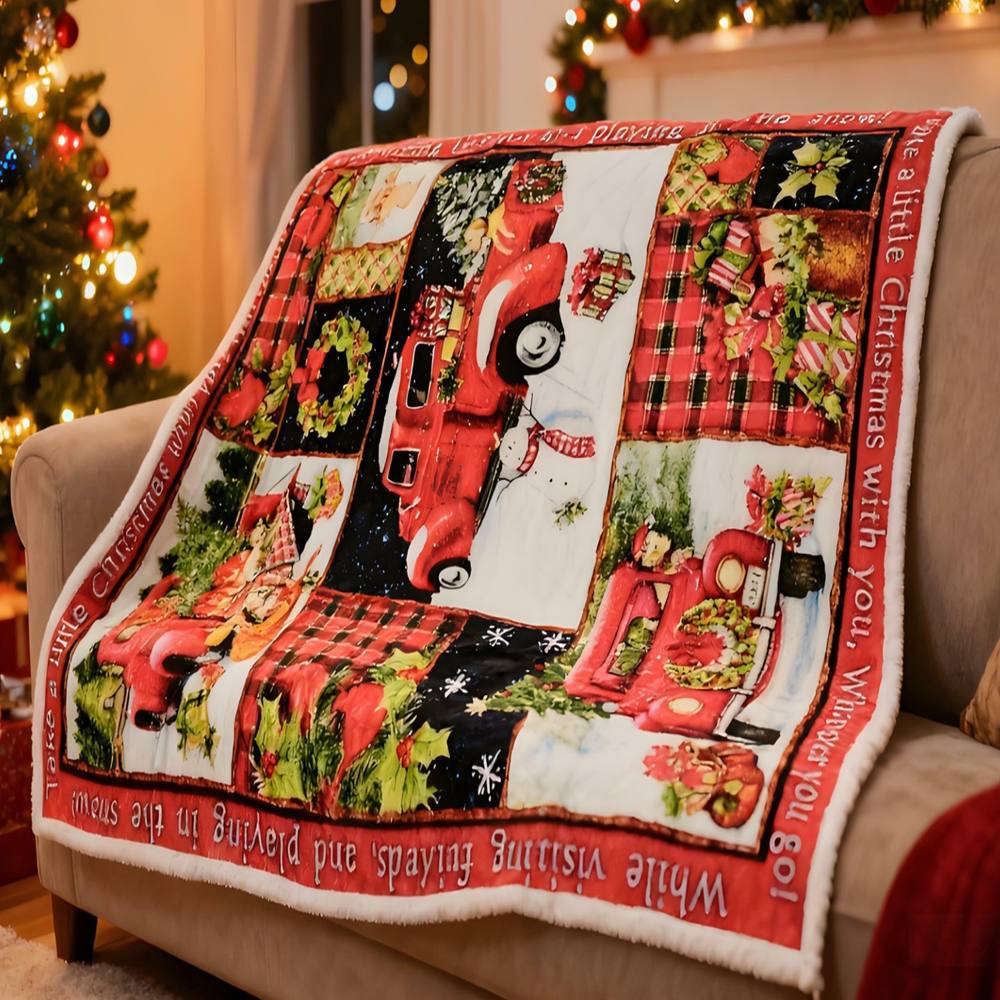 Gr8 Home Christmas Patchwork Fleece Blanket Throw 150x200cm